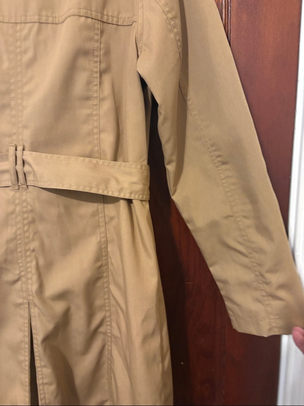 Merona Women's Khaki Double-Breasted Trench Coat with Waist Tie - Picture 9 of 10